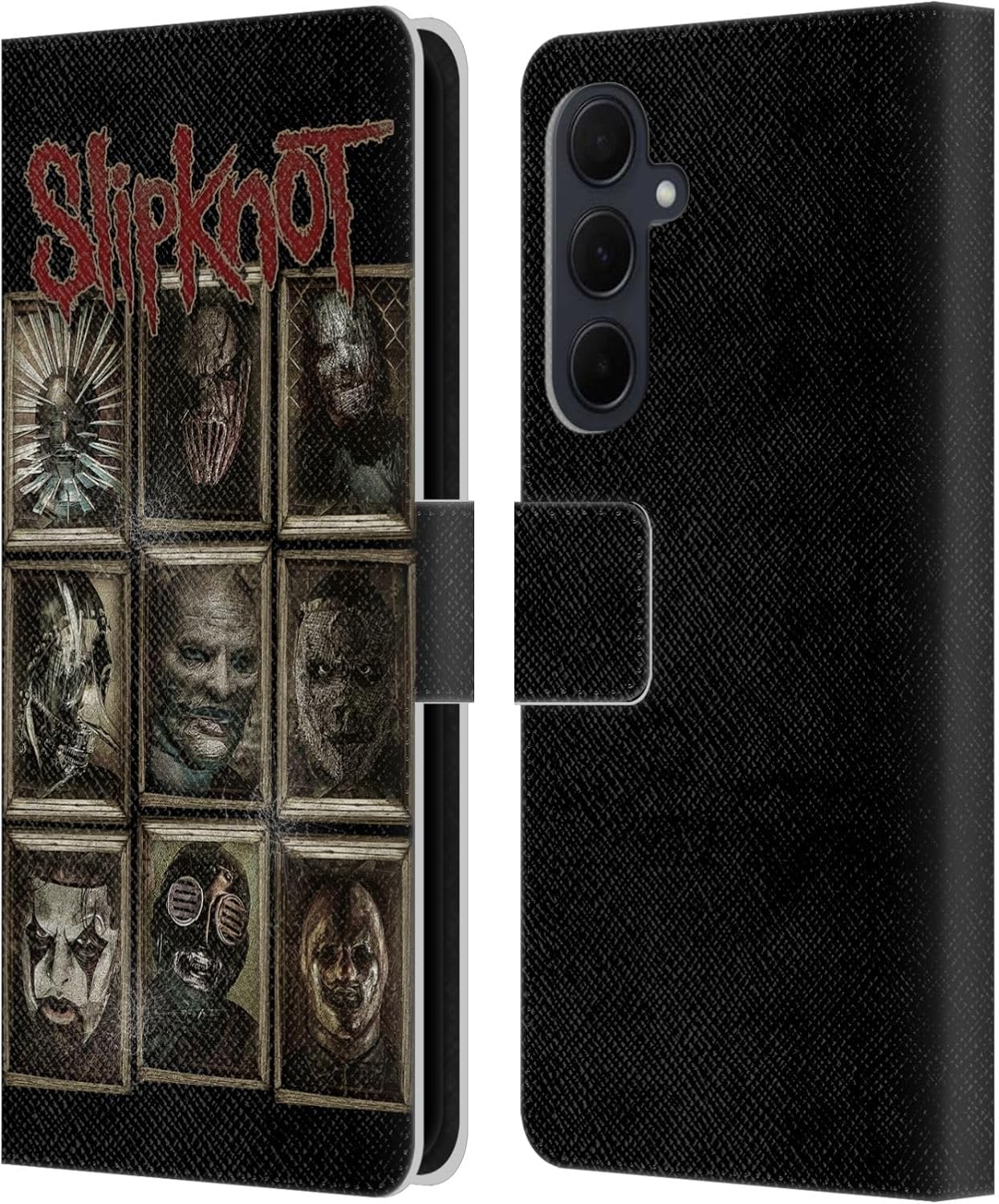 Head Case Designs Officially Licensed Slipknot Covered Faces Key Art Leather Wallet Case Compatible with Samsung Galaxy A35 5G