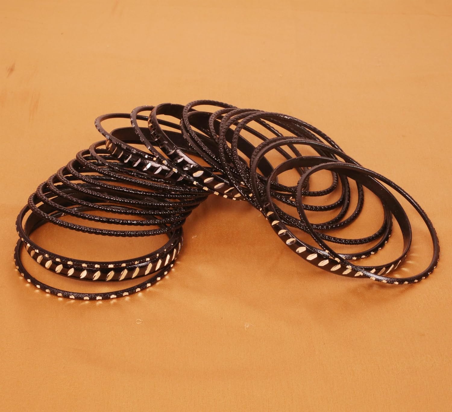 Touchstone Indian Bollywood Fashion Handcrafted Cut Metal Grain Work Textured Wrist Beautifier Magical Designer Jewelry Bangle Bracelets. Set of 24. for Women. - Image 7