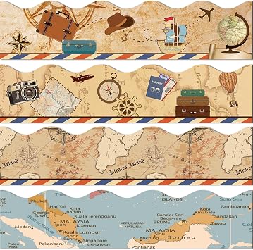 78.7ft Travel The Map Bulletin Board Border Lets Explore Voyage Classroom Decoration Let The Adventure Begin Border Trim Back to School Vintage Decoration for Classroom School Chalkboard Wall Decor