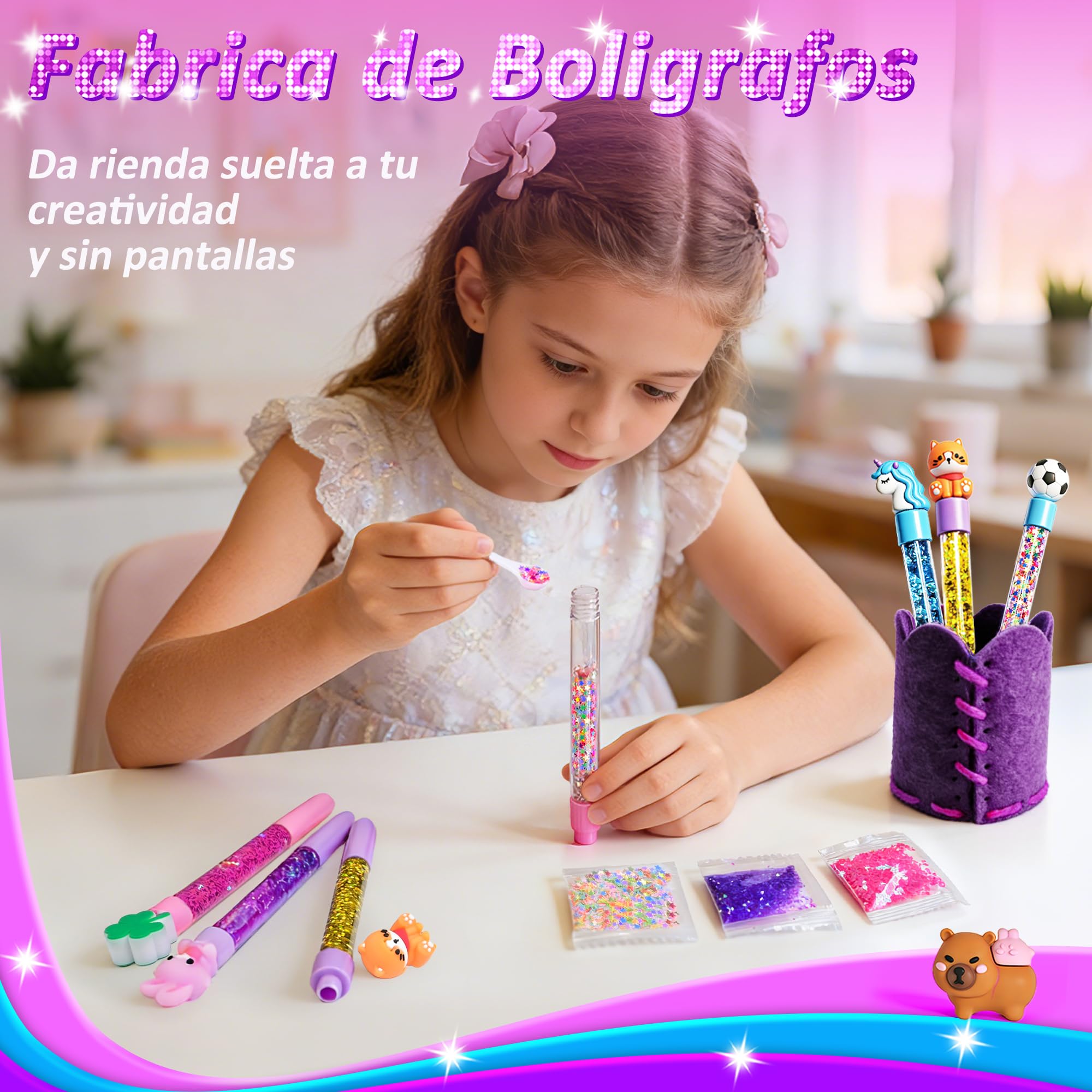 MOMUSE Laboratorio de Boligrafos con Portalápices DIY, Regalo para Niños de 6 7 8 Años, Kit de Manualidades y Costura para Niñas de 9-12 Años, Regalos de Cumpleaños, Pascua para Niños de 6 a 12 Años — view 2