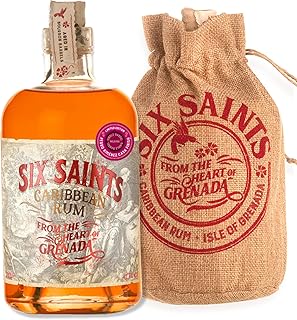 Six Saints Caribbean Rum - Pedro Ximénez Cask Finish 70cl 41.7% | A Sipping Strength Golden Rum Packaged in an Eco Friendly Gift Bag