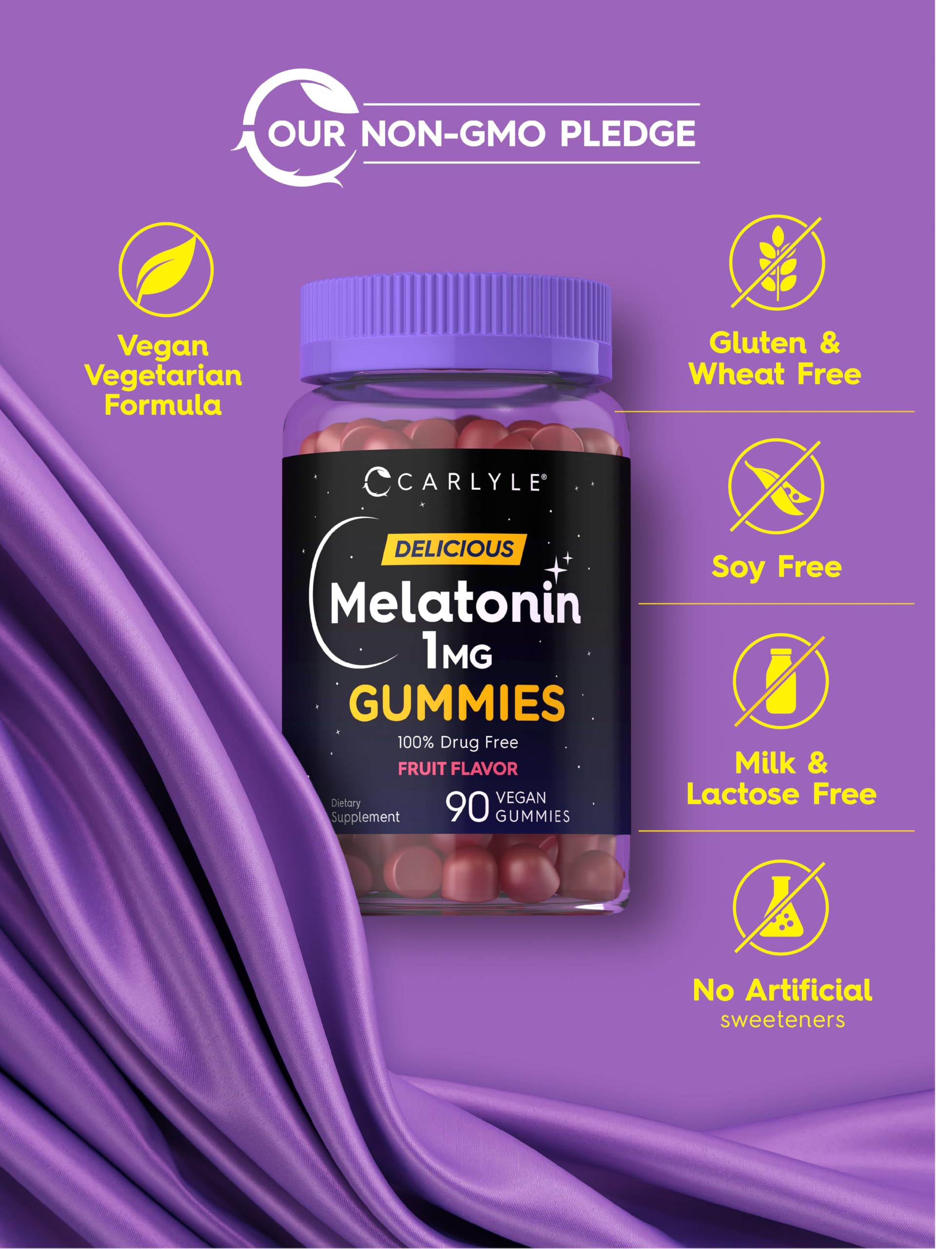 Carlyle Melatonin 1mg Gummies | 90 Count | Fruit Flavor Gummy Supplement — Amazon image 5