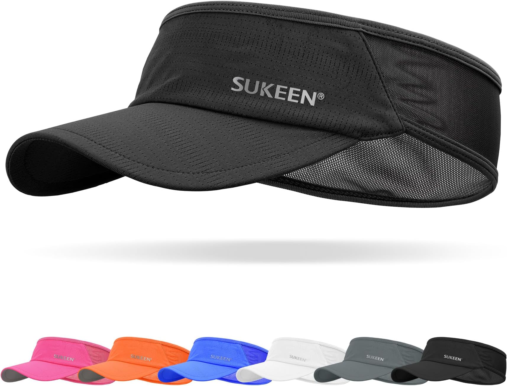 Sun Visor Hat, UPF 50+ UV Sun Protective, Running Golf Hat, Cooling Elastic Visor with Breathable Sweatband, Sport Cap for Tennis Cycling