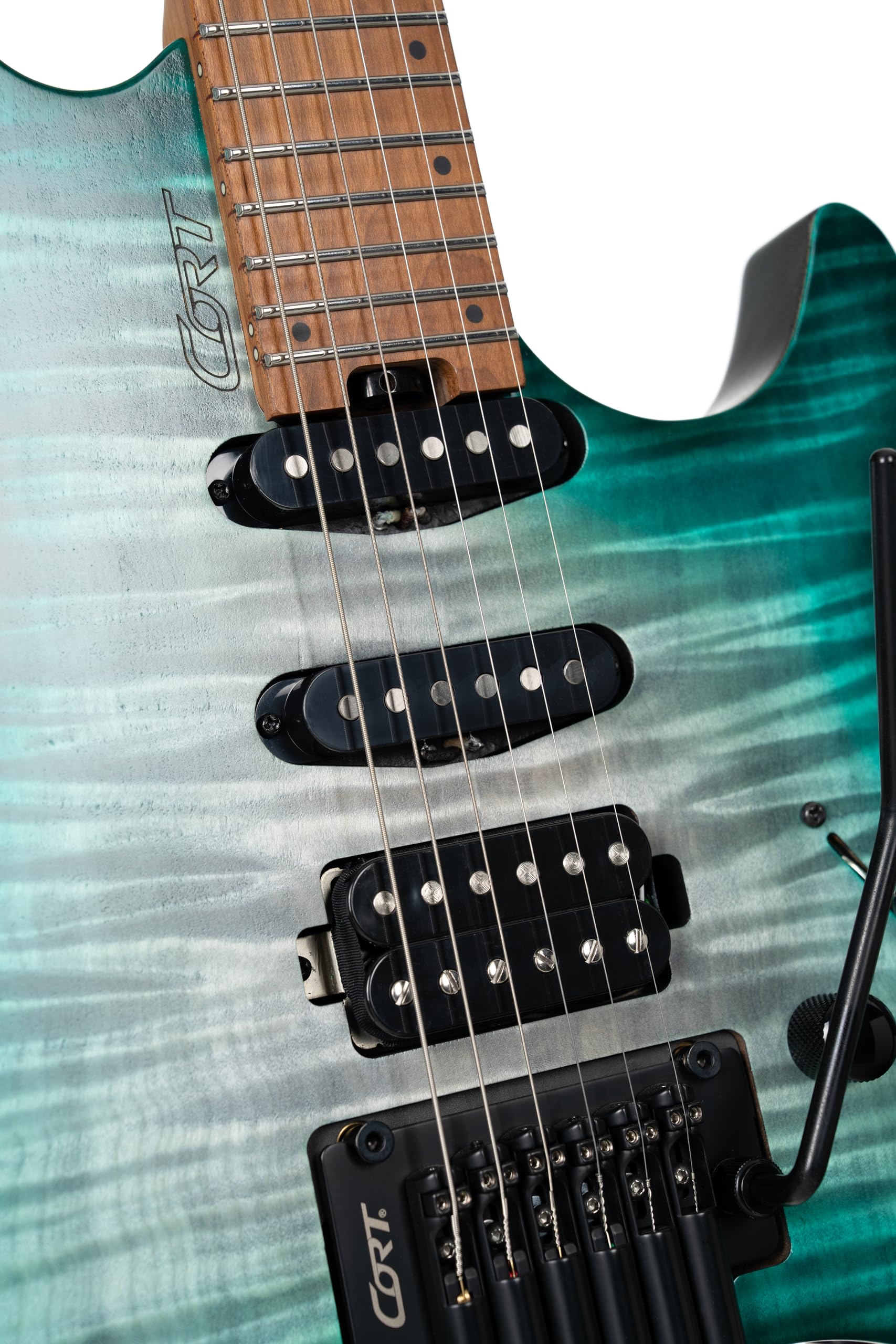 Cort Space 6GTR - Guitarra eléctrica con bolsa de concierto, color laguna semibrillante