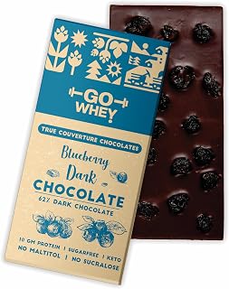 GoWhey Single origin Dark Chocolate Blueberry Bar | 62% Cocoa | Sugar-Free | Low-Carb | Keto Friendly, 55g Price In India