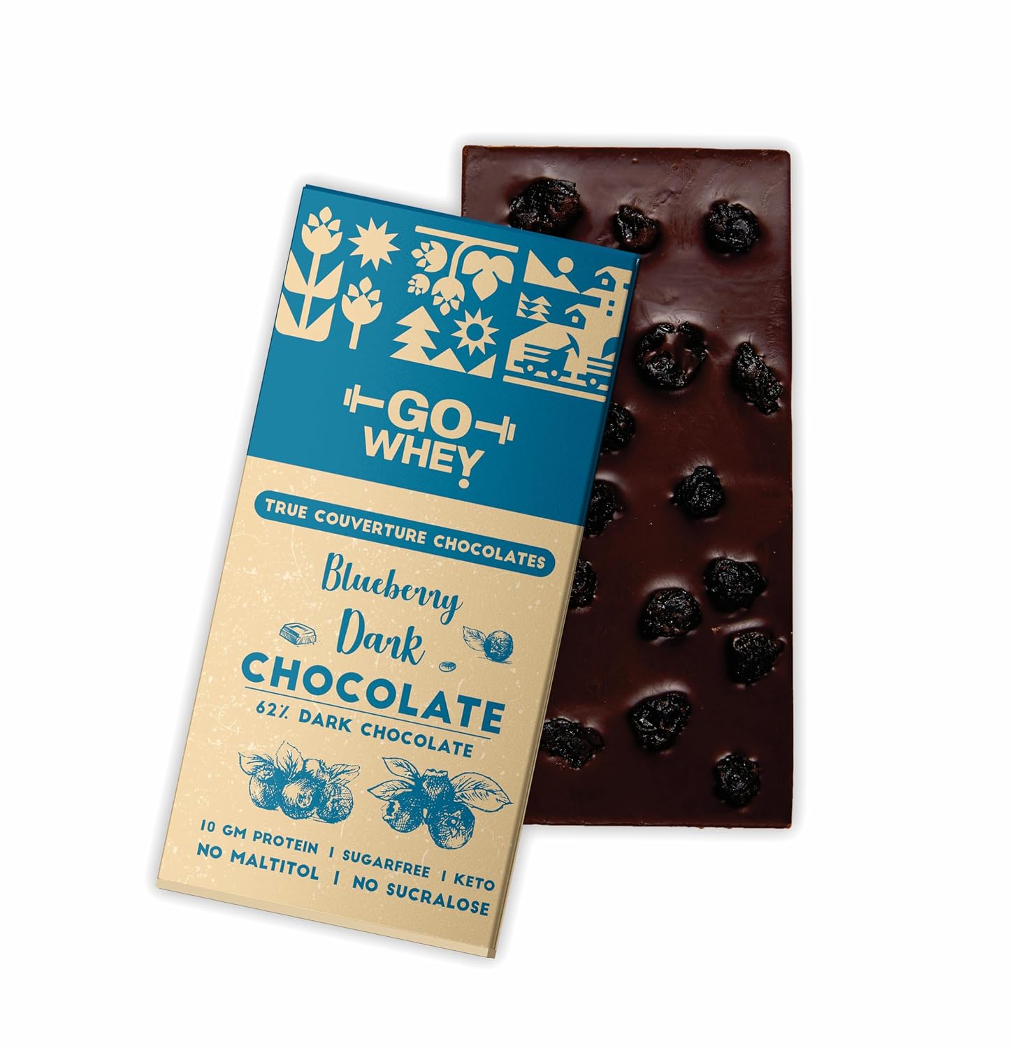 GoWhey Single origin Dark Chocolate Blueberry Bar | 62% Cocoa | Sugar-Free | Low-Carb | Keto Friendly, 55g - Review, Price and Buying Guide