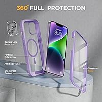 Vista 141 de Miracase - Funda magnética para iPhone 13 Pro Max de 6.7 pulgadas (compatible con MagSafe), transparente, completo, protector de pantalla de vidrio