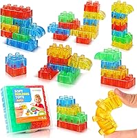 LESONG 24PCS Sensory Squeezable Silicone Building Blocks for Toddlers - Safe Stacking Toys for Fine Motor Skills & Early Learning Gifts