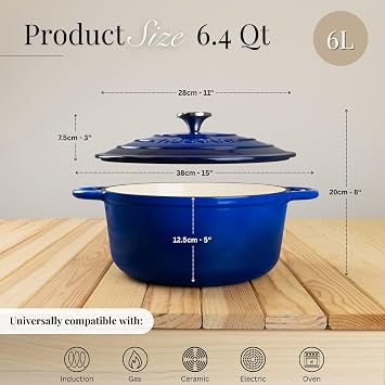 Nuovva Enamelled Cast Iron Cookware Bundle Dutch Oven Pot with Lid, Casserole Dish & Bread Loaf Pan Premium Ovenproof Cookware Set for Baking, Roasting & Everyday Cooking