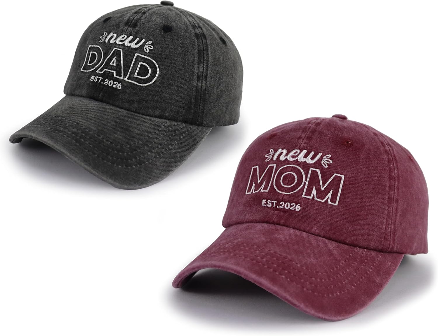 New Mom and Dad Hats Est 2026, Adjustable Embroidered New Parents Baseball Cap - Image 2