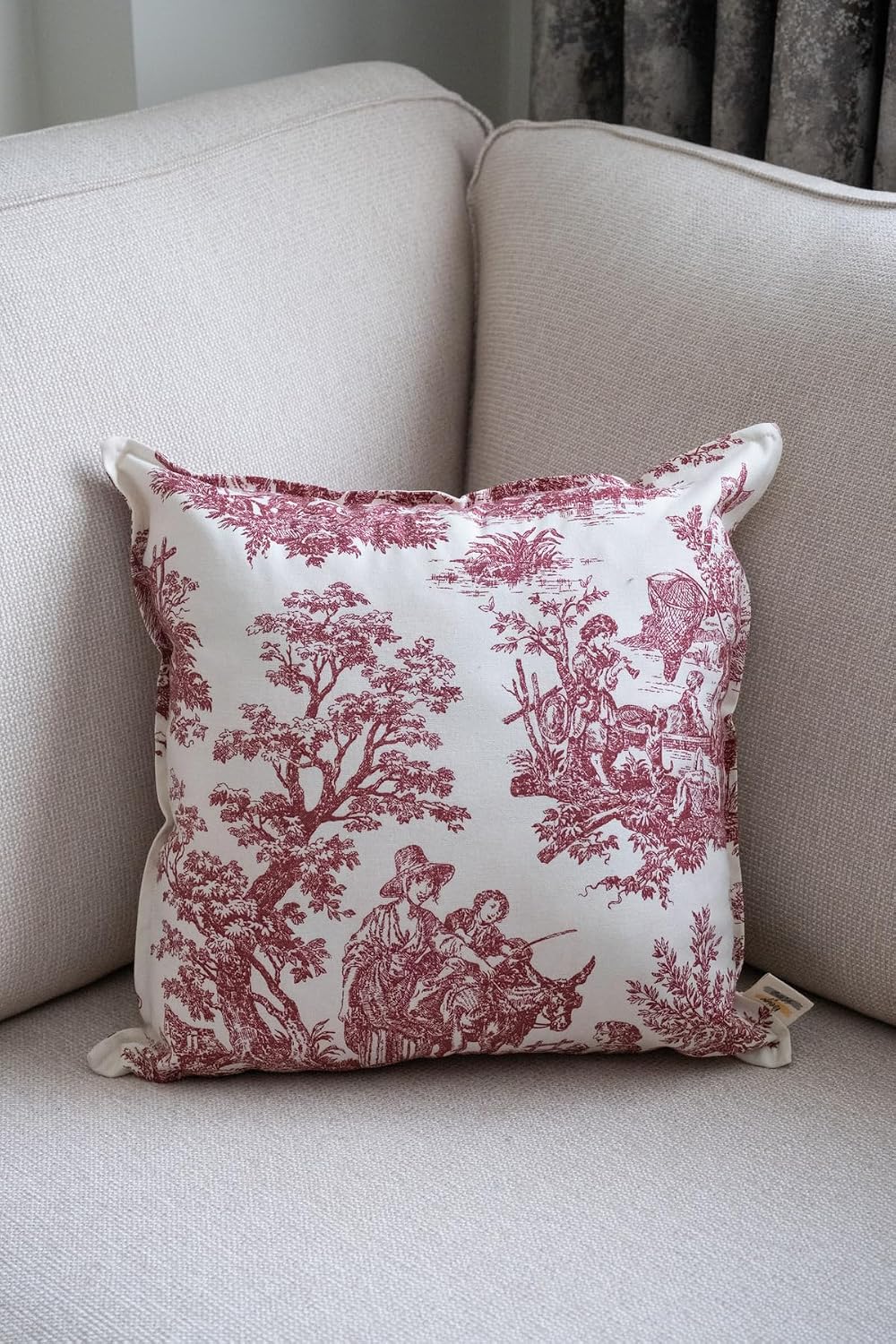Bordo Kırlent Vintage Desenli 50x50 Dekoratif Yastık Kılıfı
