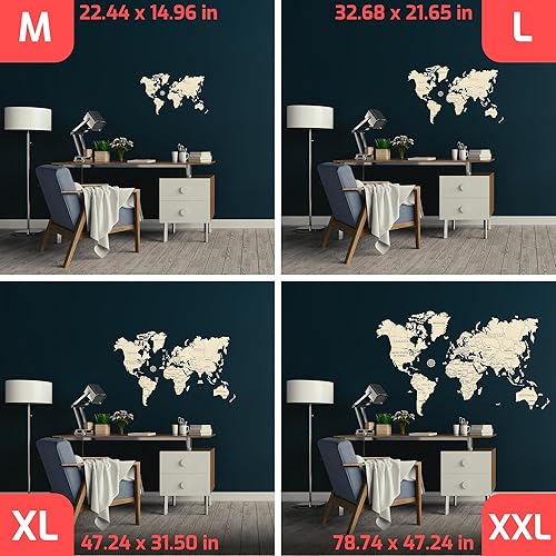 Miniatura 6 de WOODEN.CITY Decoración de pared de madera con mapa del mundo M - Places I've Been Map of the World Wall Art - Hecho en la UE