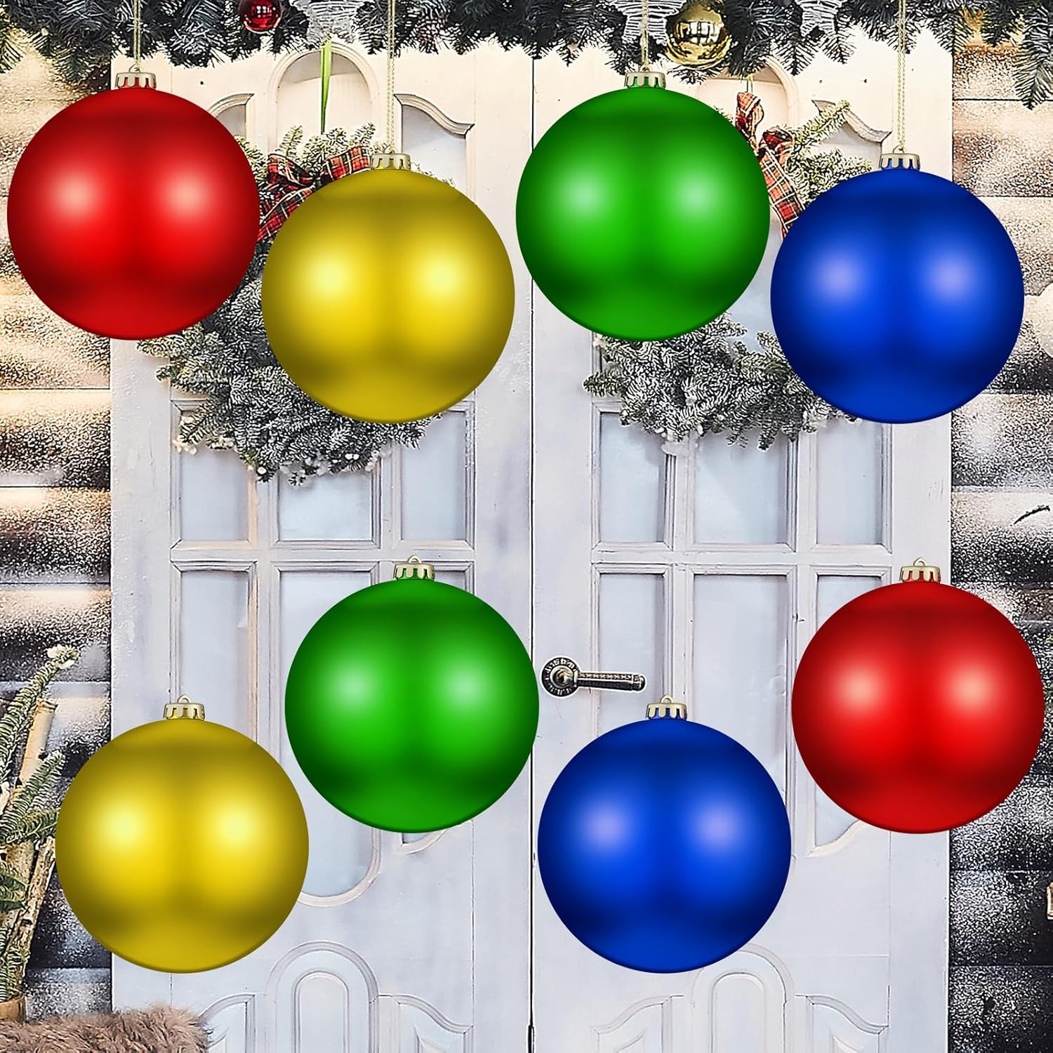 Jenaai 6 Inch Large Christmas Ball Ornaments Giant Jumbo Shiny Christmas Ornament Extra Large Balls with String and Cap for Lawn Yard Decoration(Multicolor,8 Pcs)