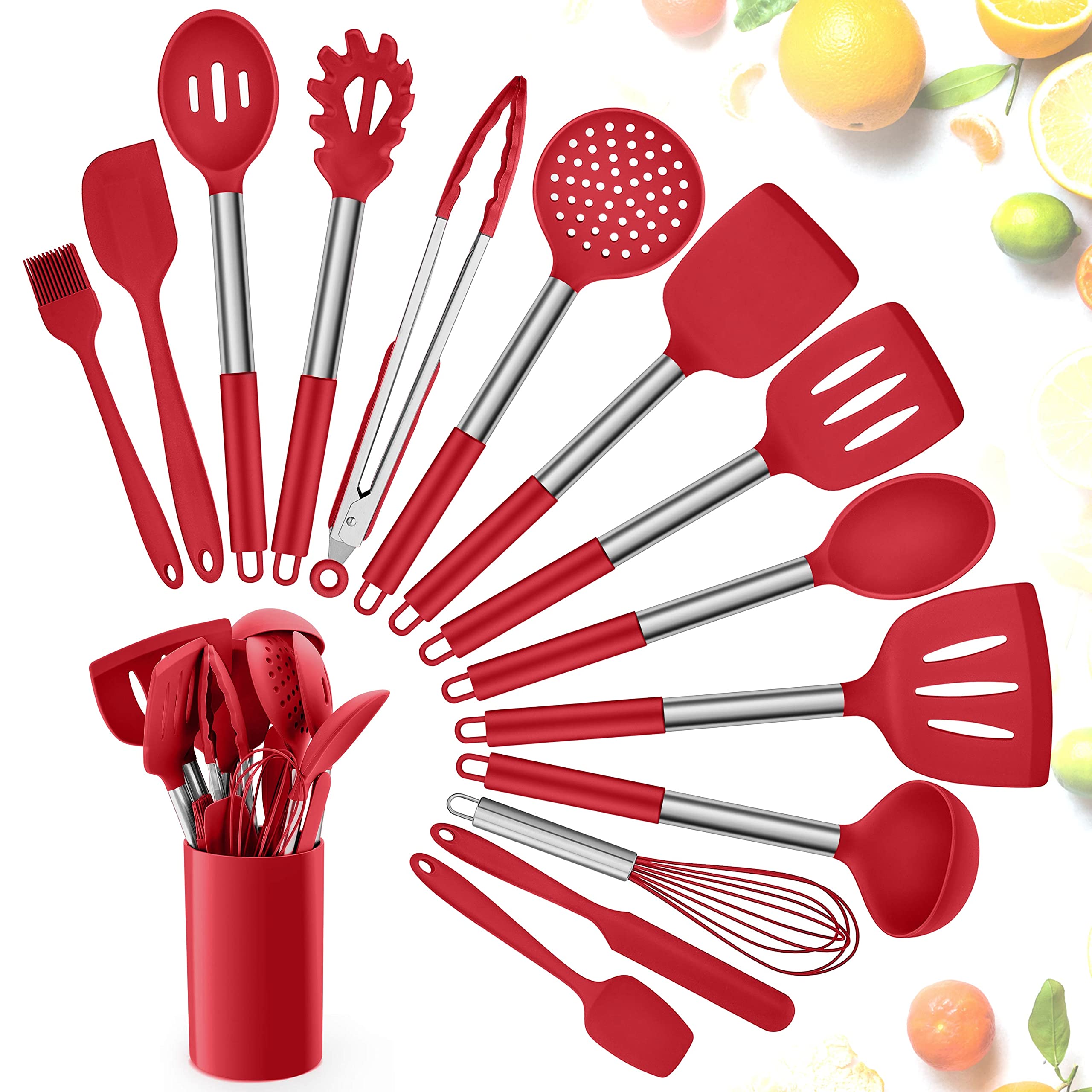 Herogo Set Di Utensili Da Cucina Con Supporto (rosso