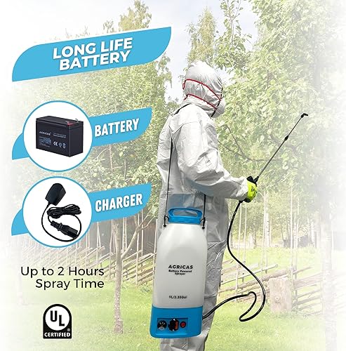 Miniatura 2 de Pulverizador de mochila a batería de 2.35 galones, pulverizador multifuncional para césped y jardín con boquillas ajustables, varita telescópica y