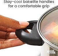 Vista 7 de GoodCook Horno holandés clásico de acero inoxidable de 5 cuartos de galón con tapa de vidrio templado, color plateado