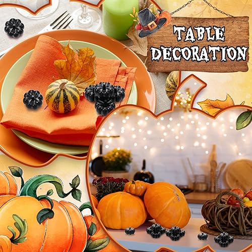 Miniatura 6 de 200 piezas de mini adornos acrílicos de calabaza a granel de Halloween, cuentas de calabaza acrílicas para decoraciones de otoño, Acción de Gracias,