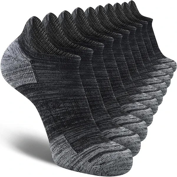 FYTUTESE Mens Ankle Running Socks Cushioned Athletic Low Cut Short Socks for Men 5 Pack
