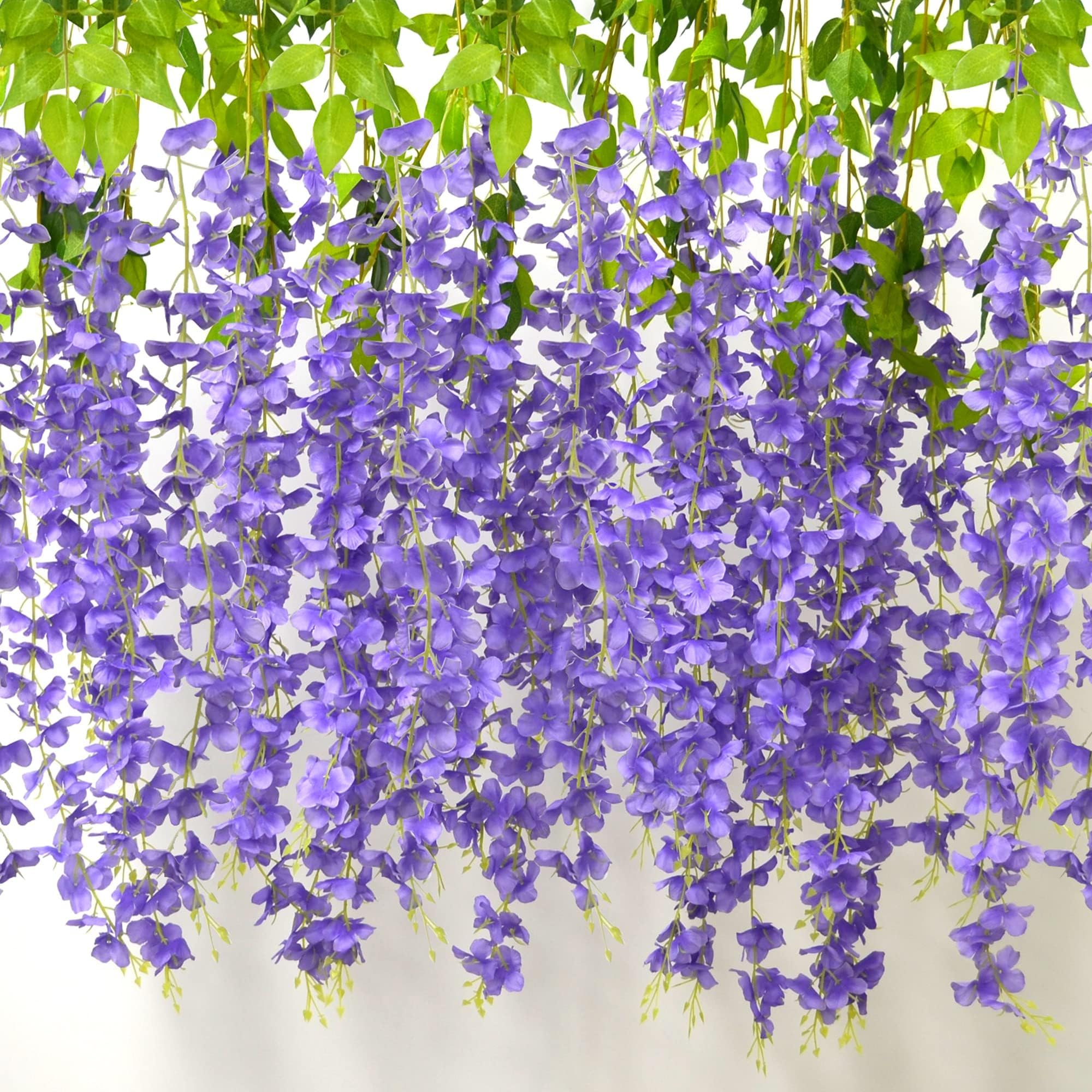 RUICK Ghirlanda artificiale di glicine lilla, 4 x 6 ft/7,2 m, fiori artificiali per cerimonie, casa, matrimonio, giardino, decorazione