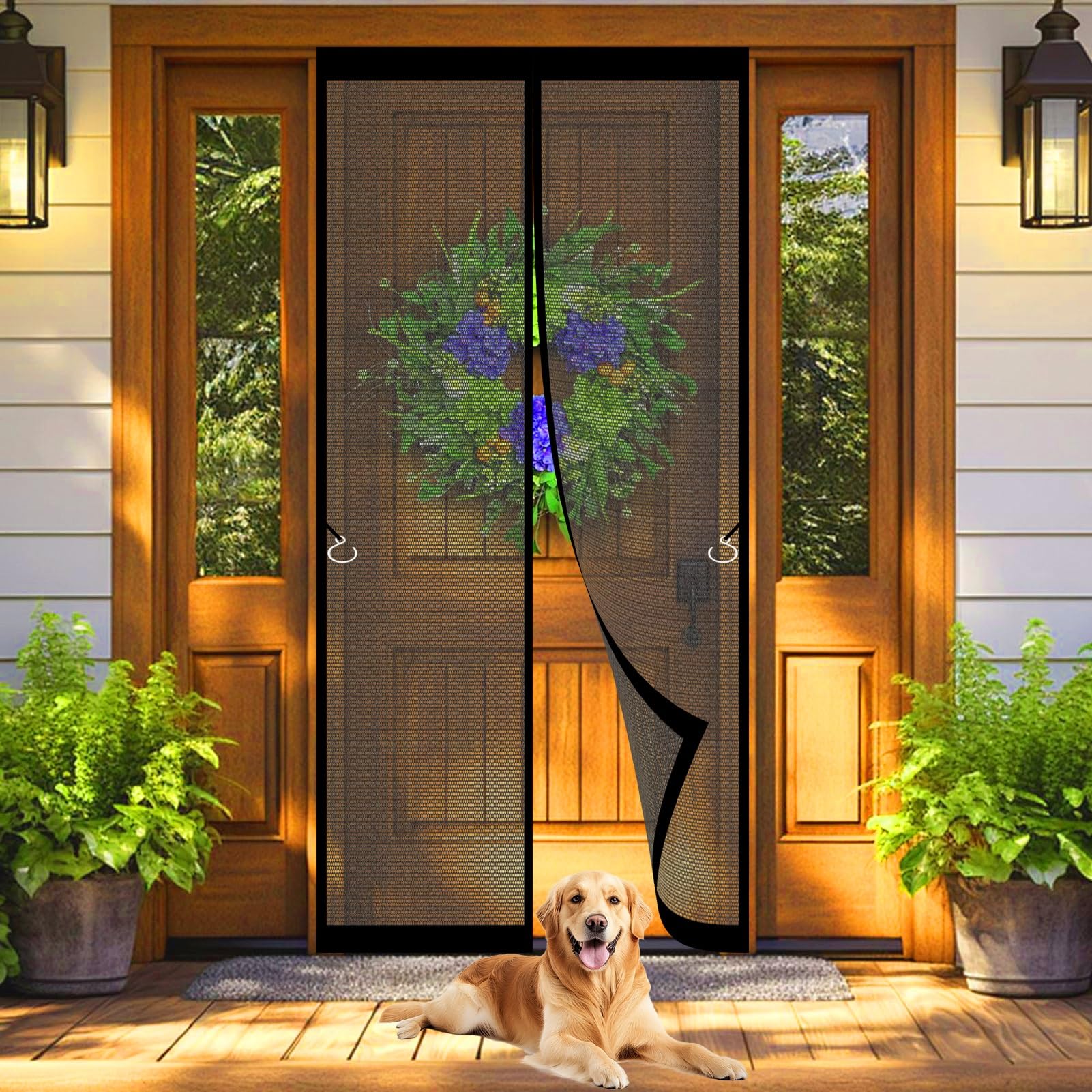 Magnetic Fly Screen Door 73 x 272 cm Door Fly Screen Curtain Keeping Bug Out Hands Free Automatically Closes Insect Mesh for Balcony/Children's Room, Black
