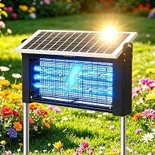 20W Solar Bug Zapper Outdoor, LANGY Upgrade 3-Tube 365nm Solar Mosquito Zapper Outdoor Waterproof, 4500V Electric Cordless Fly Insect Zapper Mosquitos Trap Auto On/Off w 10Ah Battery for Patio Camping