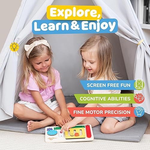 Miniatura 7 de deMoca Montessori - Tabla de actividades para niños de 1 año, juguete sensorial para niños pequeños, juguetes de viaje con actividades educativas