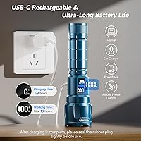 Vista 4 de WdtPro LED Rechargeable Flashlight 2 Pack, Super Bright Zoomable 6000 Lumens Tactical Flashlight with LCD Digital Display, 3 Mode Waterproof Flash