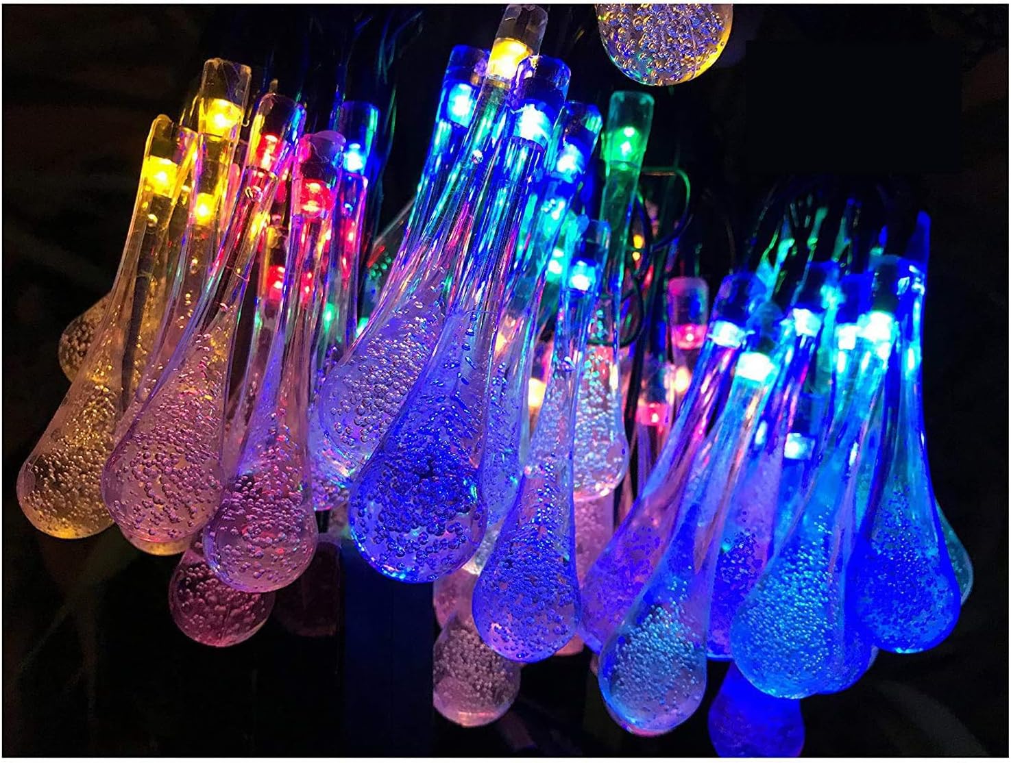 Lemontec 2-Pack Solar String Lights 20 Feet 30 LED Water Drop Solar Fairy Waterproof Lights for Garden, Patio, Yard, Home, Parties, Multi Color