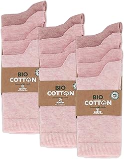 8/12 pares de calcetines de algodón 100% orgánico para niños y niñas sin costura (modelo: Biolivia)