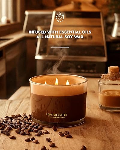 Miniatura 2 de 96NORTH Vela de soja de café de lujo  Vela grande en tarro de 3 mechas  Hasta 40 horas de tiempo de combustión  Cera de soja 100% natural  Regalo de