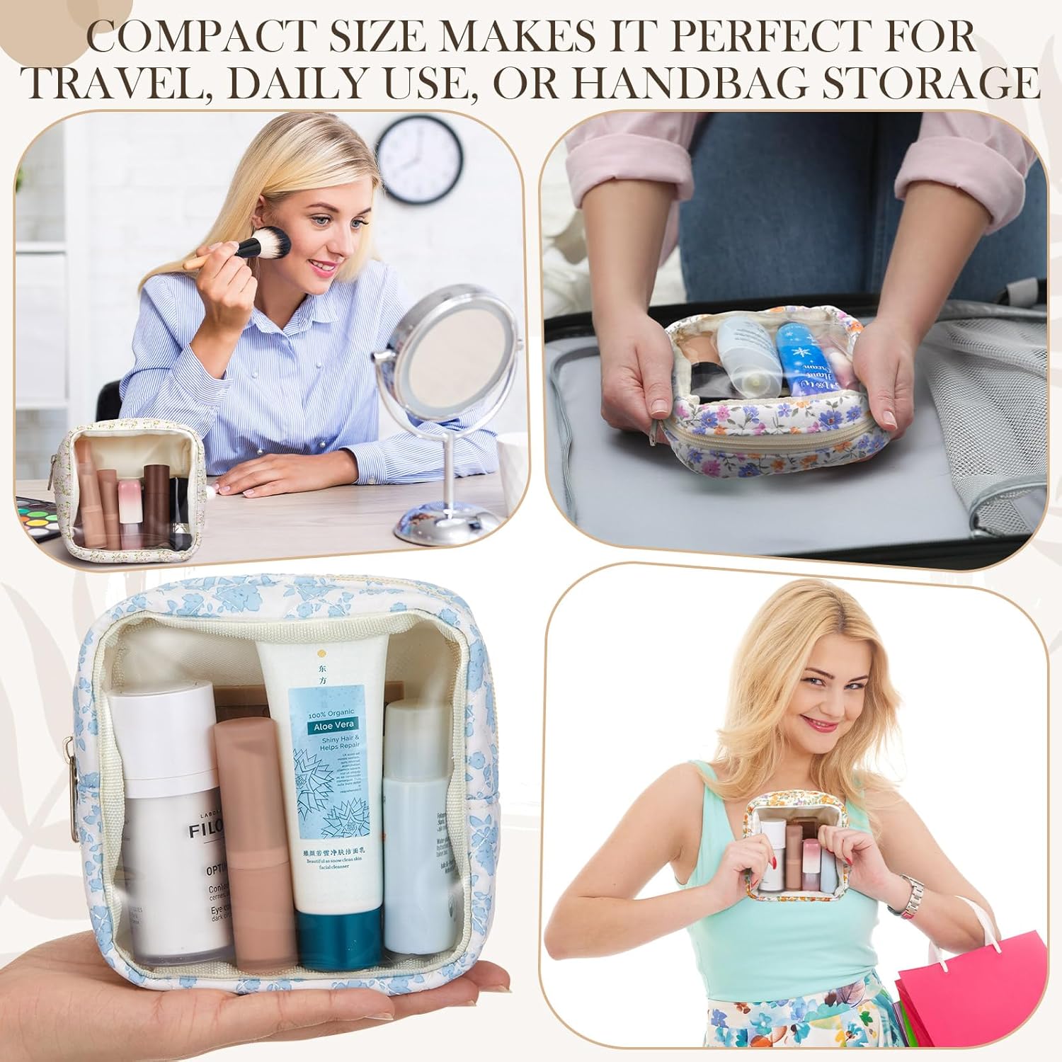 Abbylike 4 Pcs Clear Makeup Bag for Purse Mini Makeup Bag Cute Cosmetic Pouch for Women Girl with Pockets Portable Zipper Travel Toiletry Essentials Organizer Pouch - Image 5