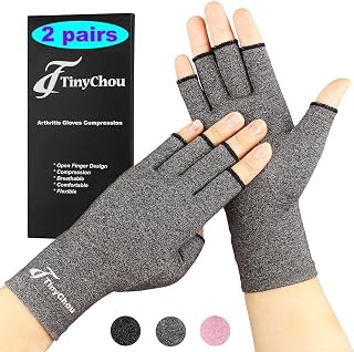 2 Pairs Compression Arthritis Gloves for Women and Men - Fingerless Gloves for Arthritis Hand Pain Relief Typing