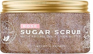 Natural Elephant Rose Exfoliating Sugar Scrub with Argan Oil and Shea Butter 10 oz (283g)