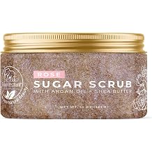 Natural Elephant Rose Exfoliating Sugar Scrub with Argan Oil and Shea Butter 10 oz 283g