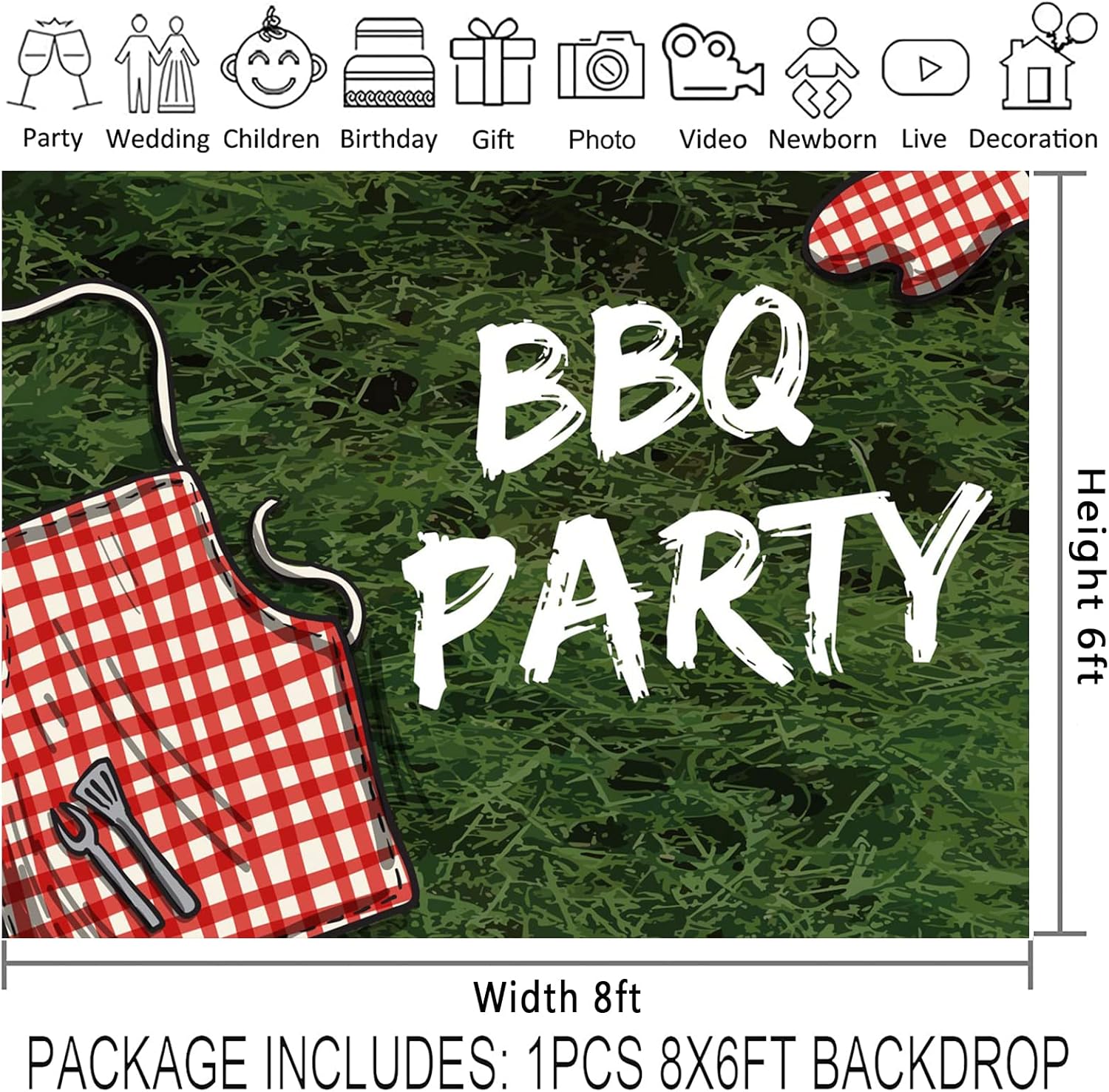 10X7ft BBQ Party Meadow Wild Party Backdrops Photo Booth Props ZYME0650