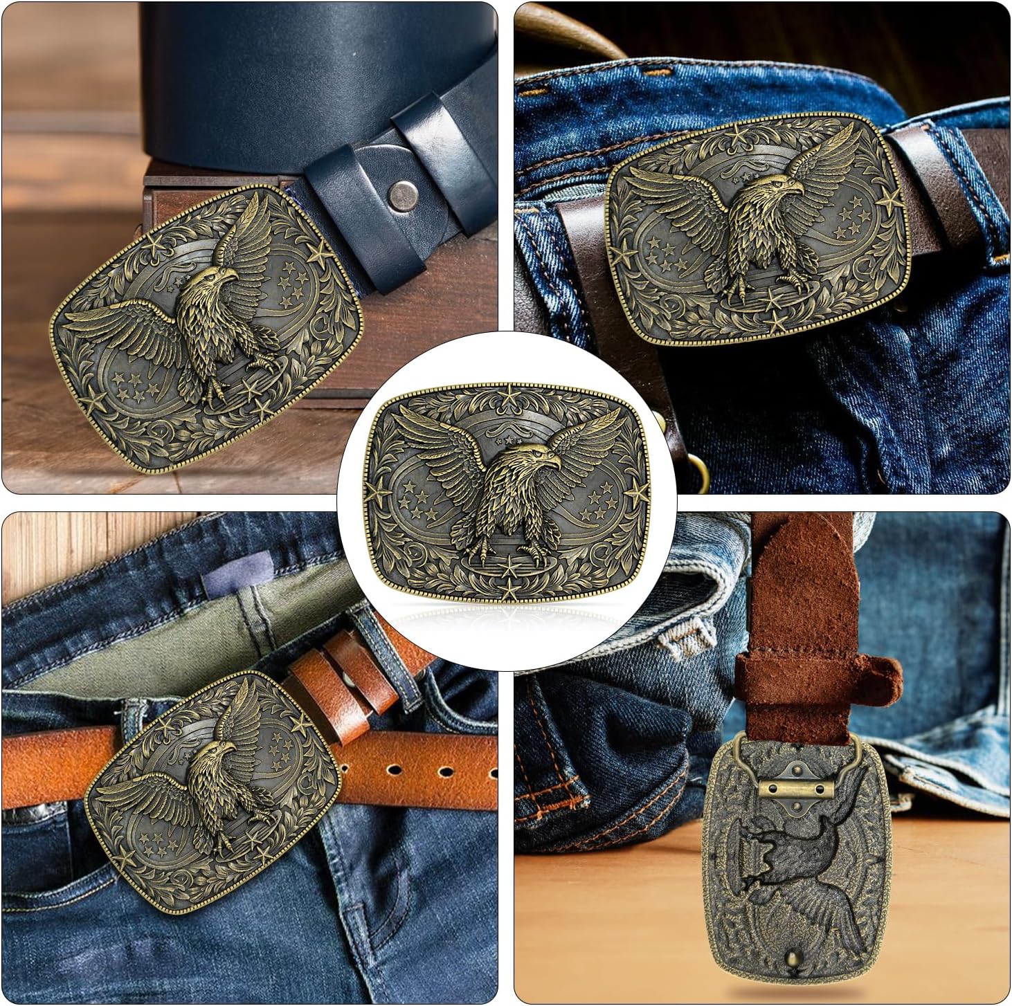 Superkred Western Belt Buckles for Men - Eagle American Flag Belts Buckles for Women | Cowboy Belt Buckle - Image 5