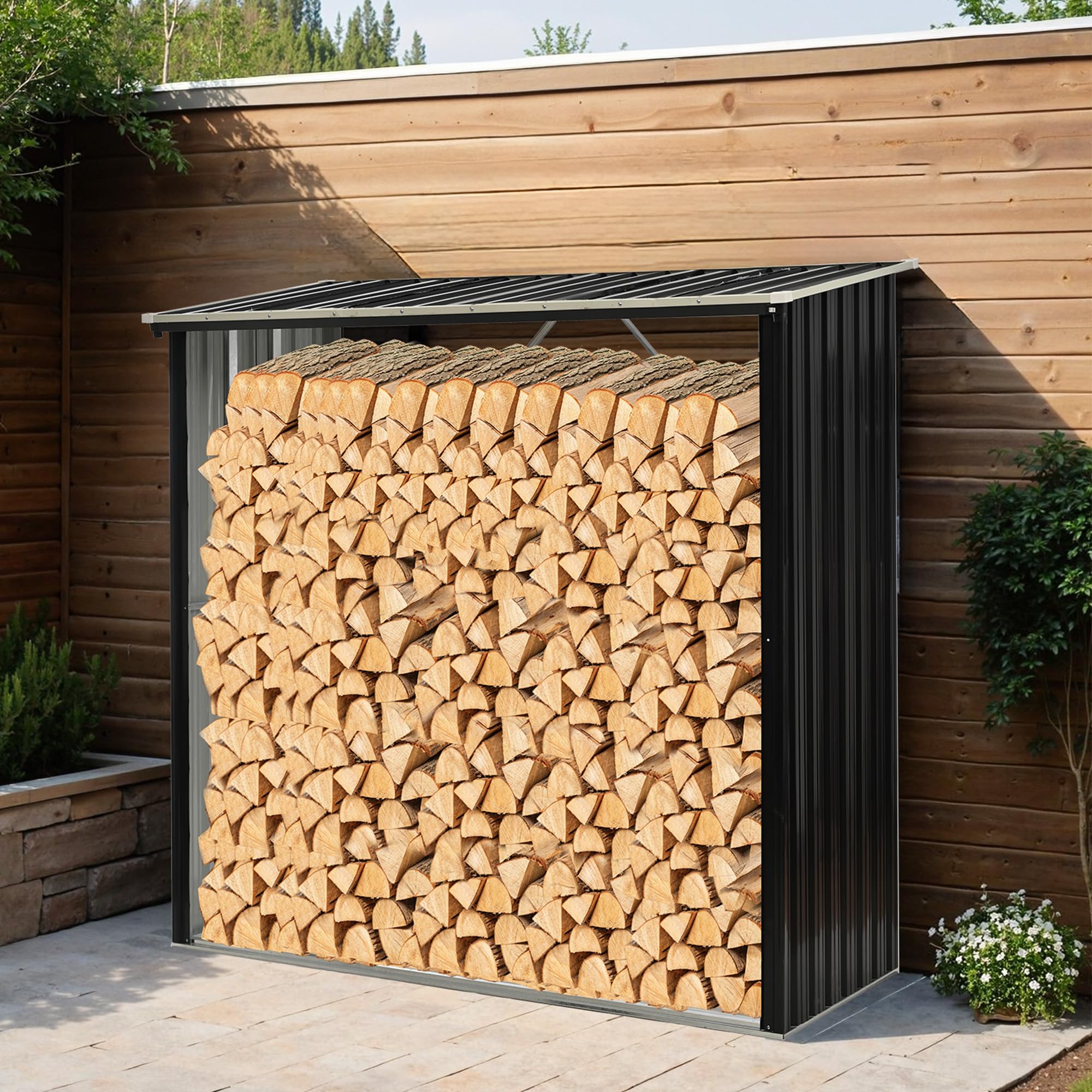 Amazon.co.jp: ログラック 薪ラック 屋根付き ログホルダー 屋外