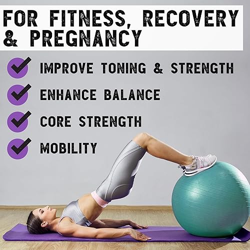 Miniatura 2 de Live Infinitely Pelota de ejercicio (21.7 in-37.4 in) extra gruesa de grado profesional de equilibrio y estabilidad, probada contra estallidos,