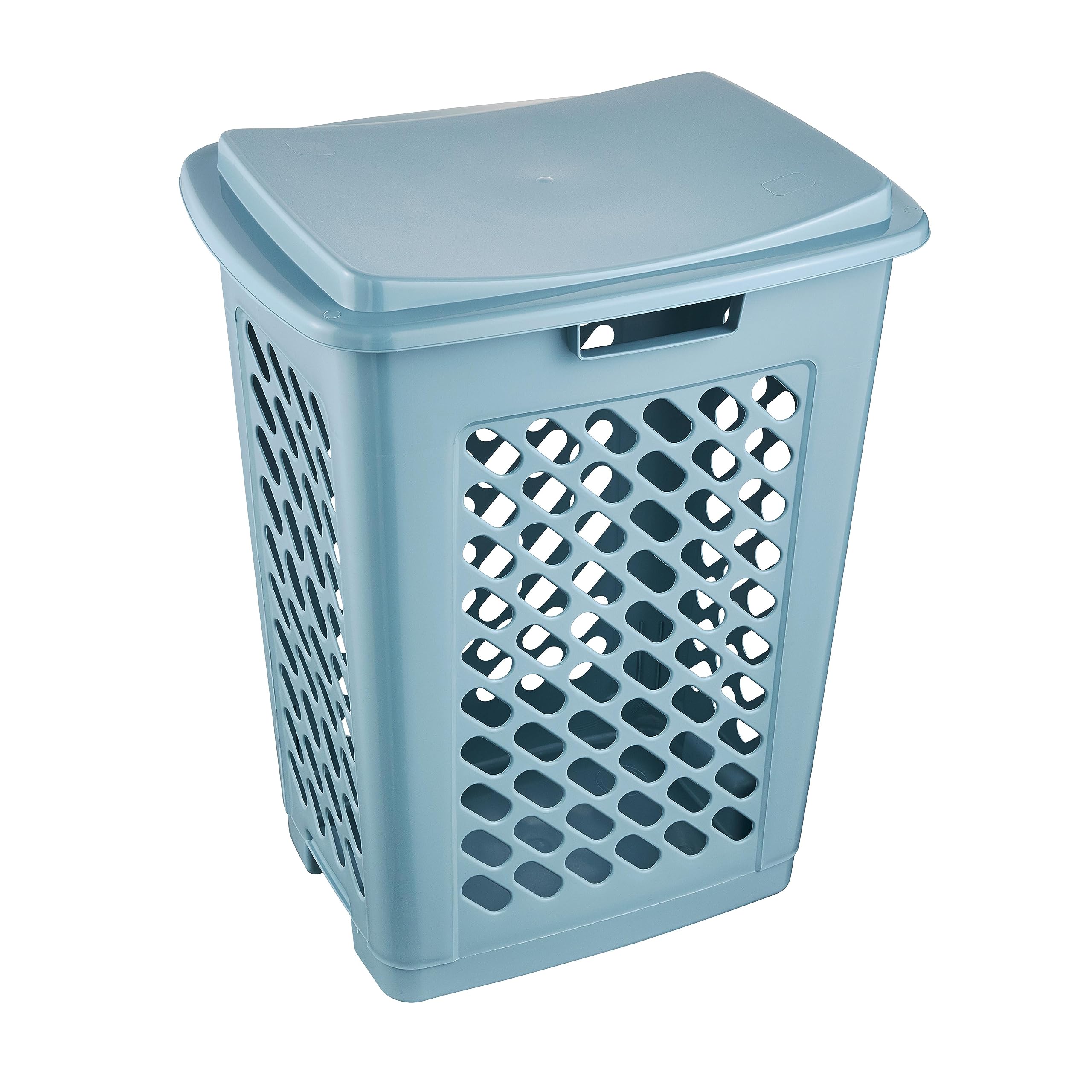 keeeper Laundry Hamper with Hinged Lid, Air Permeable, 60 L, Piet, Nordic Blue