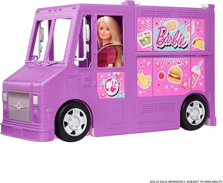 Barbie furgoncino street food veicolo trasformabile con piu di 30 accessori giocattolo per bambini GMW07