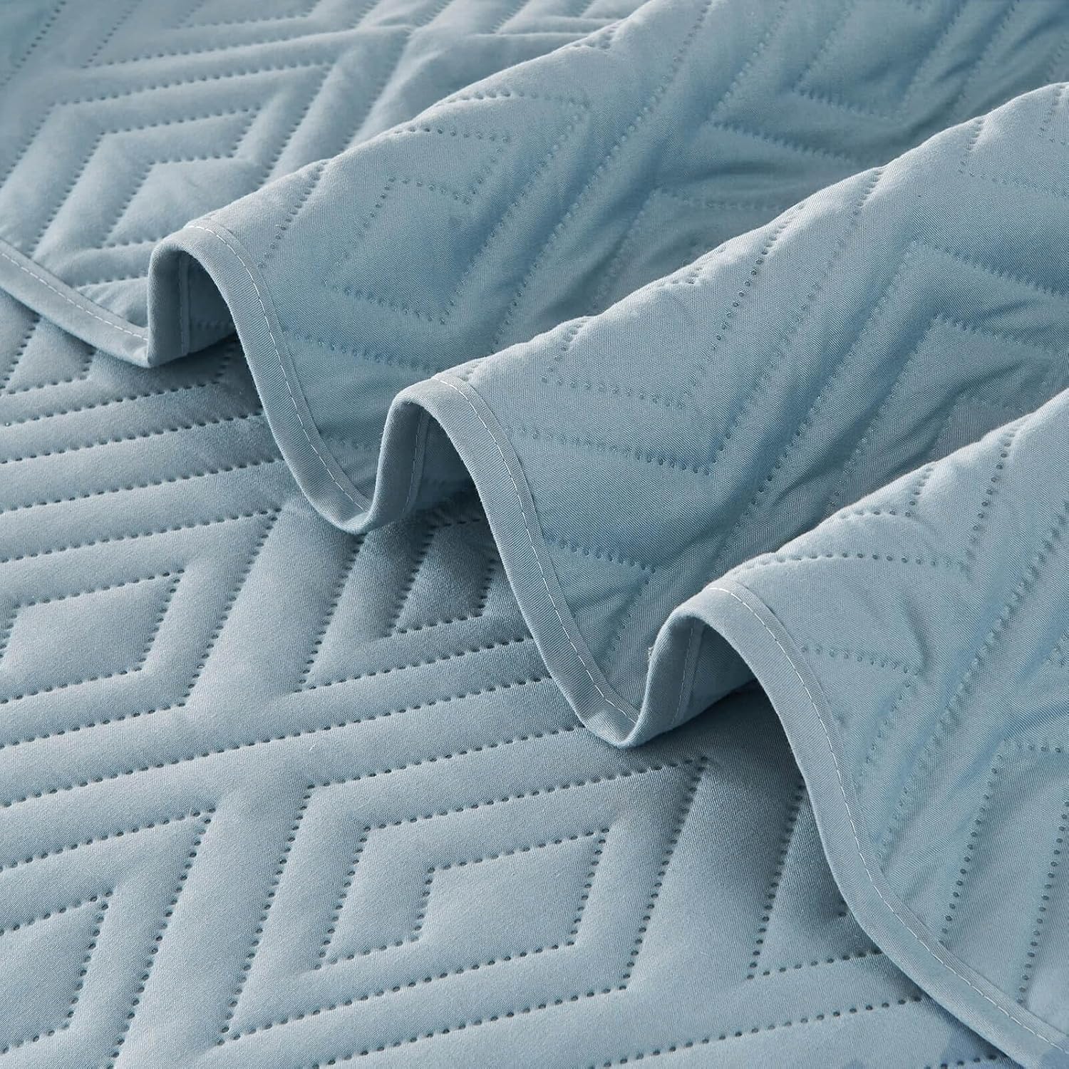 Oversized King Bedspreads 128x120 for Split Adjustable Bed or Extra Large/Tall Cal King or King Bed Lightweight Quilted Coverlet Sets 1 Quilt 2 Pillow Shams Blue - Image 8