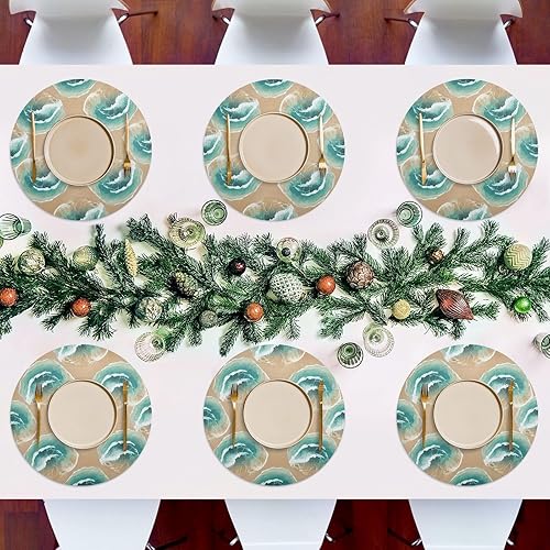 Miniatura 7 de Ocean Waves Sandy Beach Blue Placemats Set, Washable Heat Resistant Thick Placemats for Kitchen one sizex1