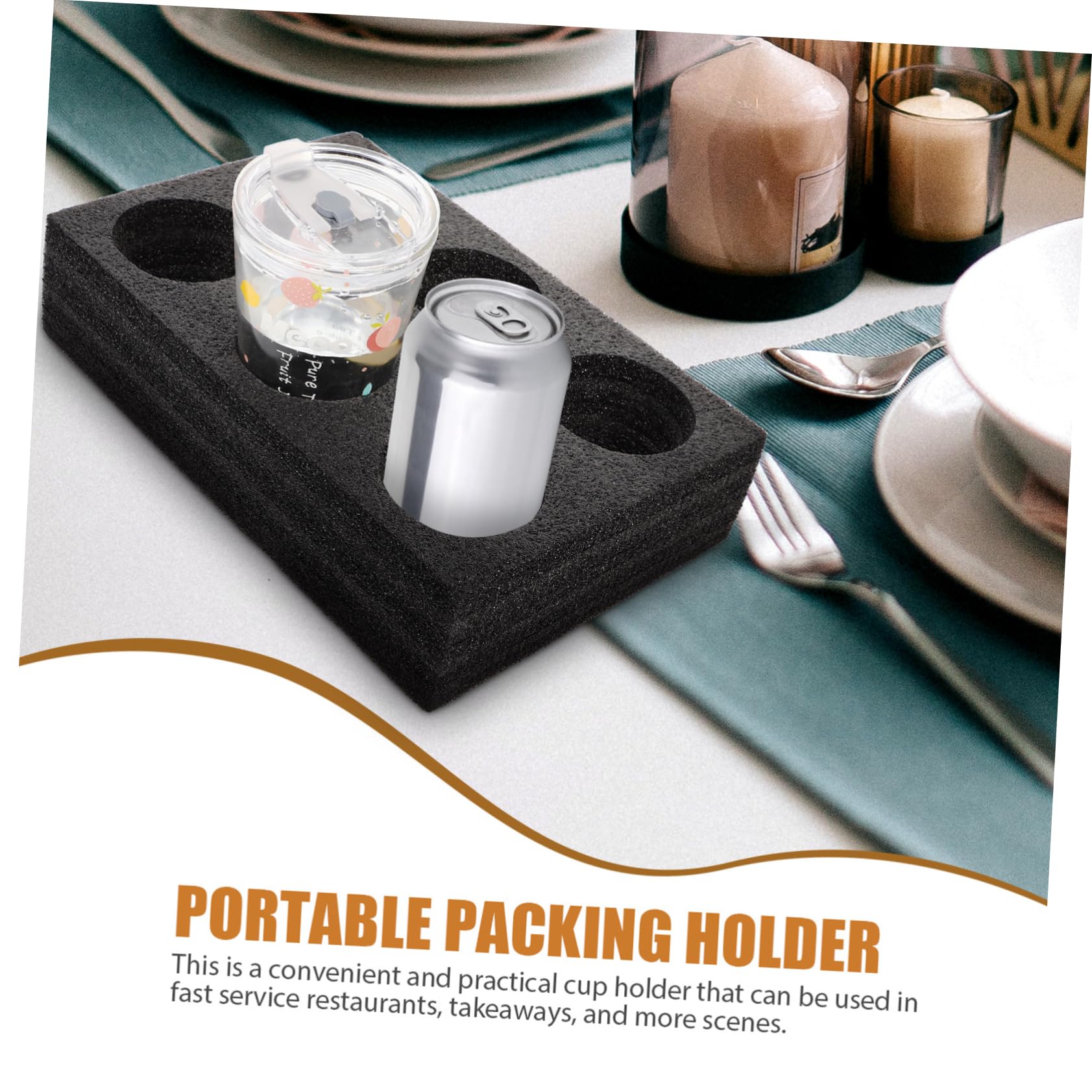 Support Porte-tasse en Éponge Perle Noir 2pcs pour 6 Gobelets Anti-chute et Absorbeur de Chocs pour Cafés et Salons de Thé