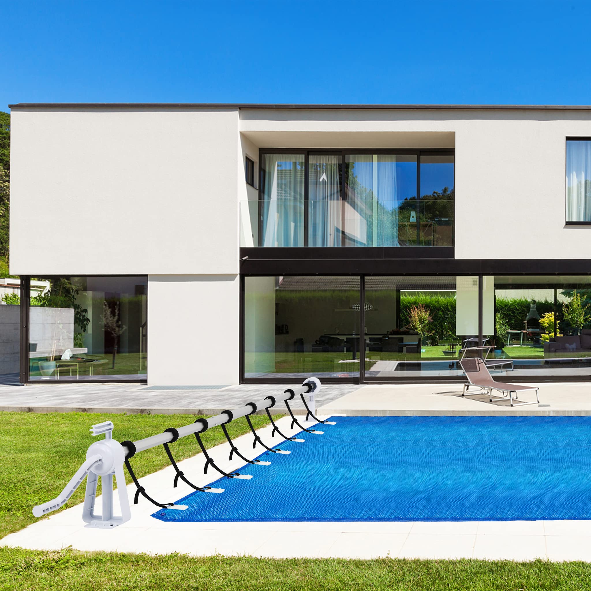 Aufun Pool Aufroller Premium 1,05-6,15 m, Mobiles Aufrollsystem für Poolplane & Abdeckung, fahrbar, witterungsbeständig