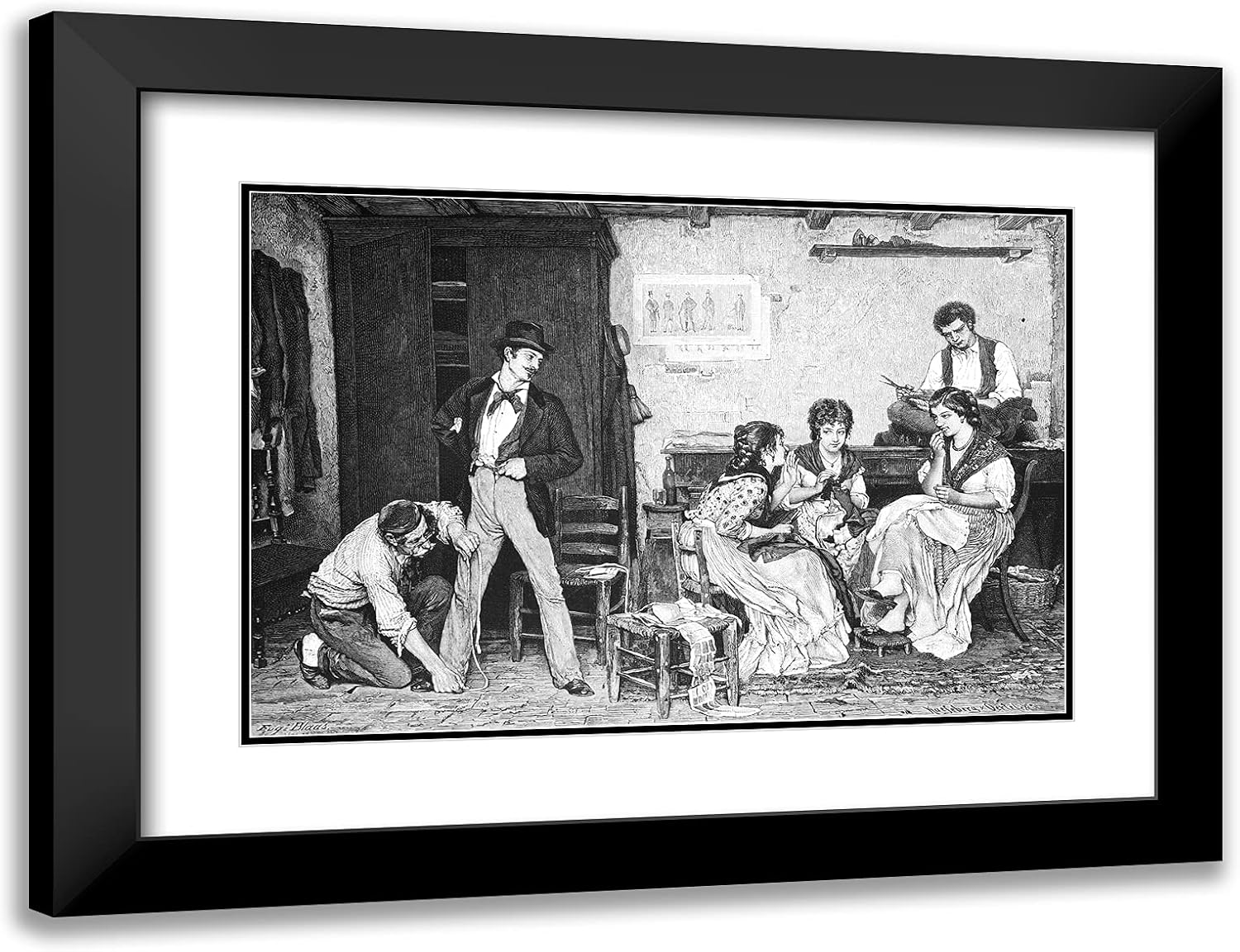 ArtDirect De Blaas, Eugene 24x19 Gold Ornate Framed Art Print with Double Matting Titled: The Garden Arbor
