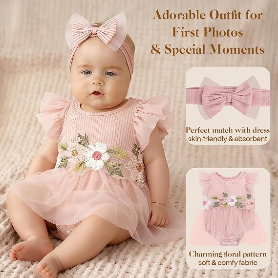 Baby Girl Gift Basket | 9 PCS Pink Welcome Home Newborn Baby Girl Gift Set with Dress, Headband | Baby Girl Newborn Essentials with Socks, Storage Basket | Baby Shower Gift for Girls
