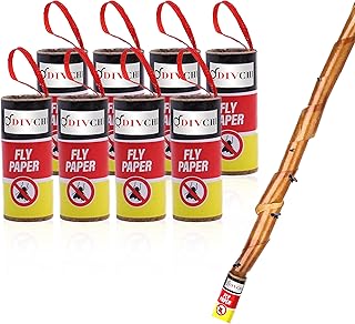 DIVCHI 8 Pack Sticky Fly Paper Strips, Fly Killer Super Sticky Fly Catchers Trap Fly Ribbons Insect Catcher, Disposable Non-Toxic Bug Mosquitoes Catcher for House, Kitchen, Farm, Dump