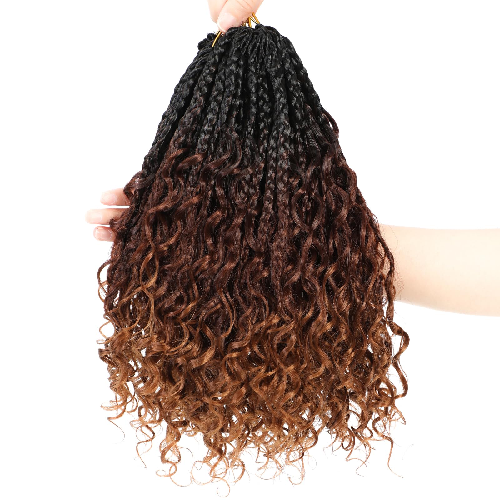 Crochet Braids Hair Extensions 8 Packs 10 Inch Pre-Looped Crochet Hair Extensions for Black Women Boho Braids with Curly Ends Goddess Braid Extensions Hair(1B/33/30#)