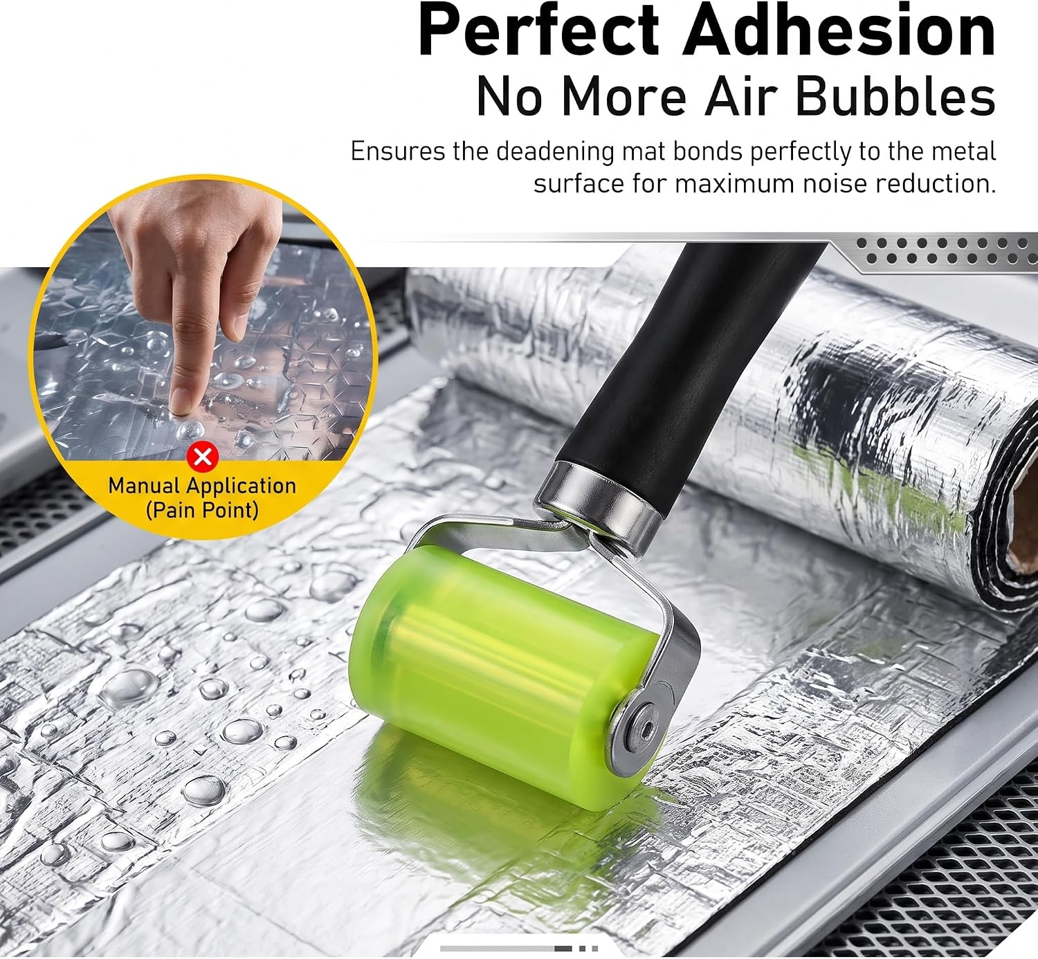 2 PCS Car Sound Deadening Rollers, Rubber Seam Roller, Heat and Noise Insulation Application Roller, Car Audio Deadening Tool, Universal for Most Cars (Black)