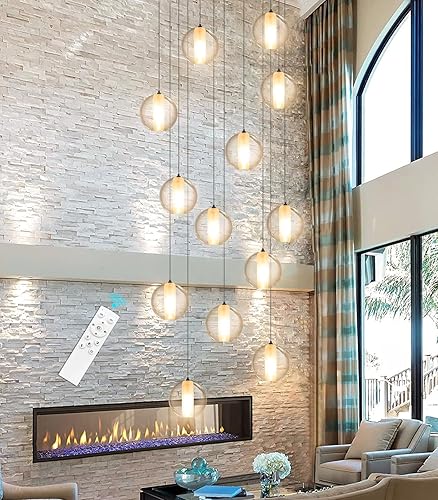 Candelabros modernos de 137 pulgadas para comedor, entrada, luces LED regulables, lámpara de techo alto para sala de estar, vestíbulo, escalera,